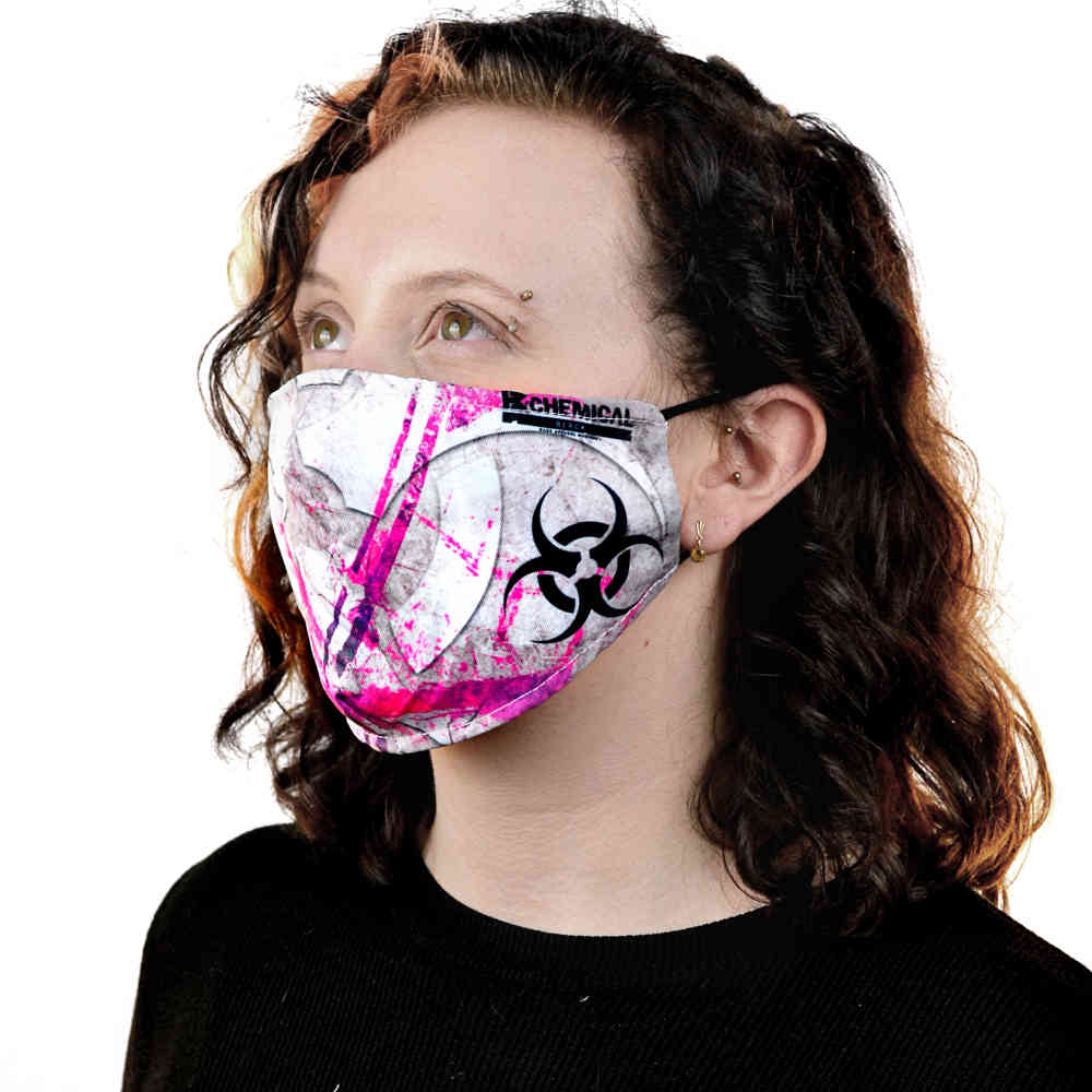 Chemical Black - BIOHAZARD GRUNGE Masker - Mondkapje - Wit/Roze